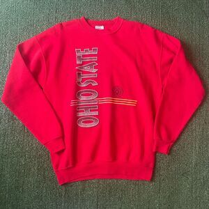 Vintage 90s Red Ohio State Buckeyes Sweater Crewneck Sweatshirt - L